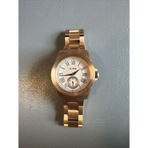 a line Rose Gold Tone Roman Numeral Chronograph Watch Subdial